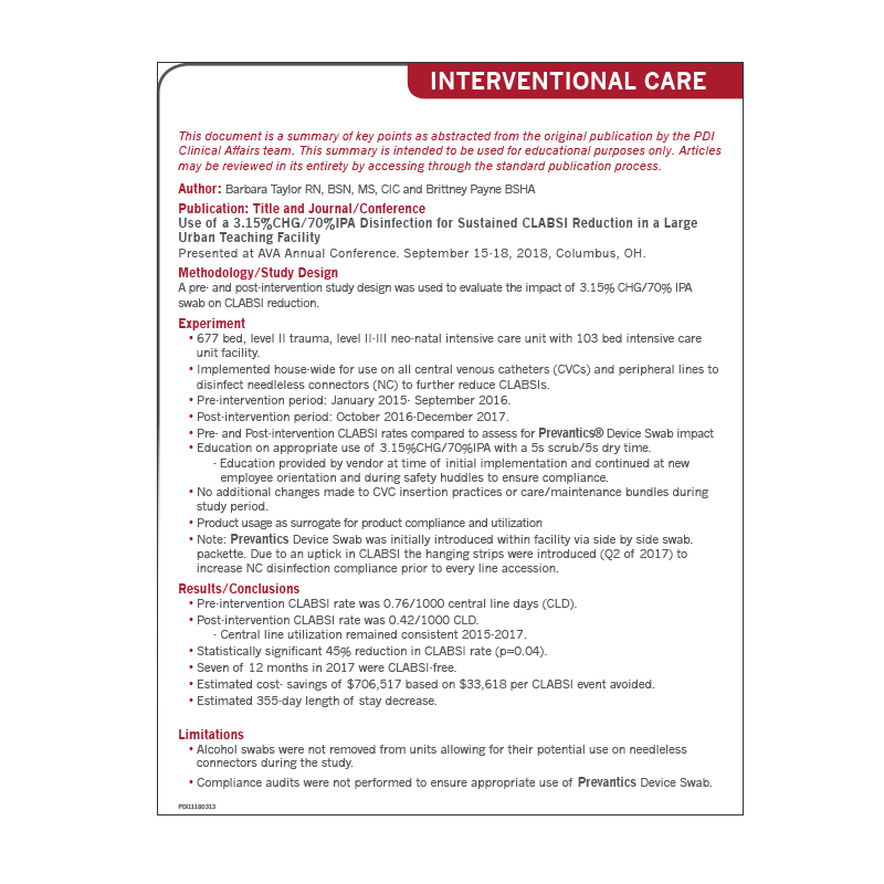 Prevantics Device Swab Abstract AVA 2018