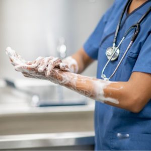 person washing hands